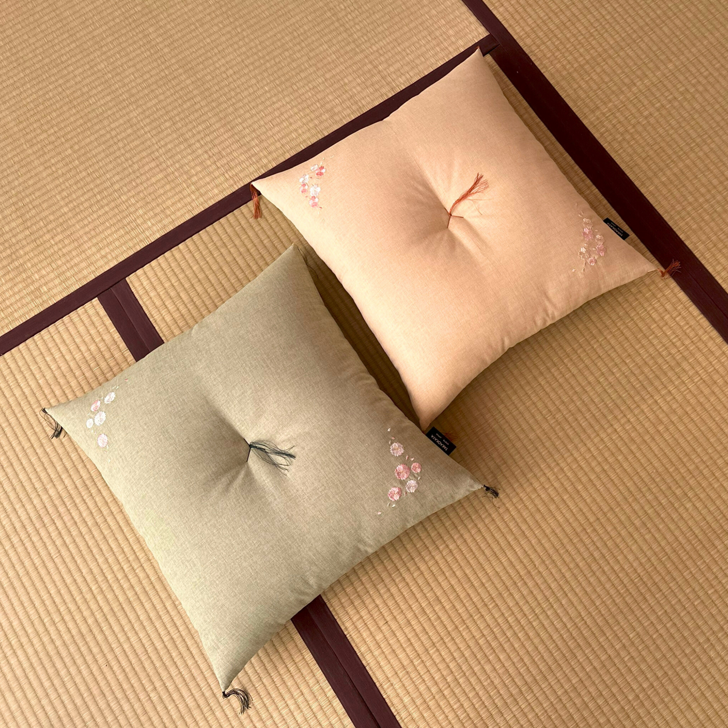 Kyoto Zabuton Cushion | Sakura Embroidery - Takaokaya, zabuton, futon, cushion, made in Kyoto