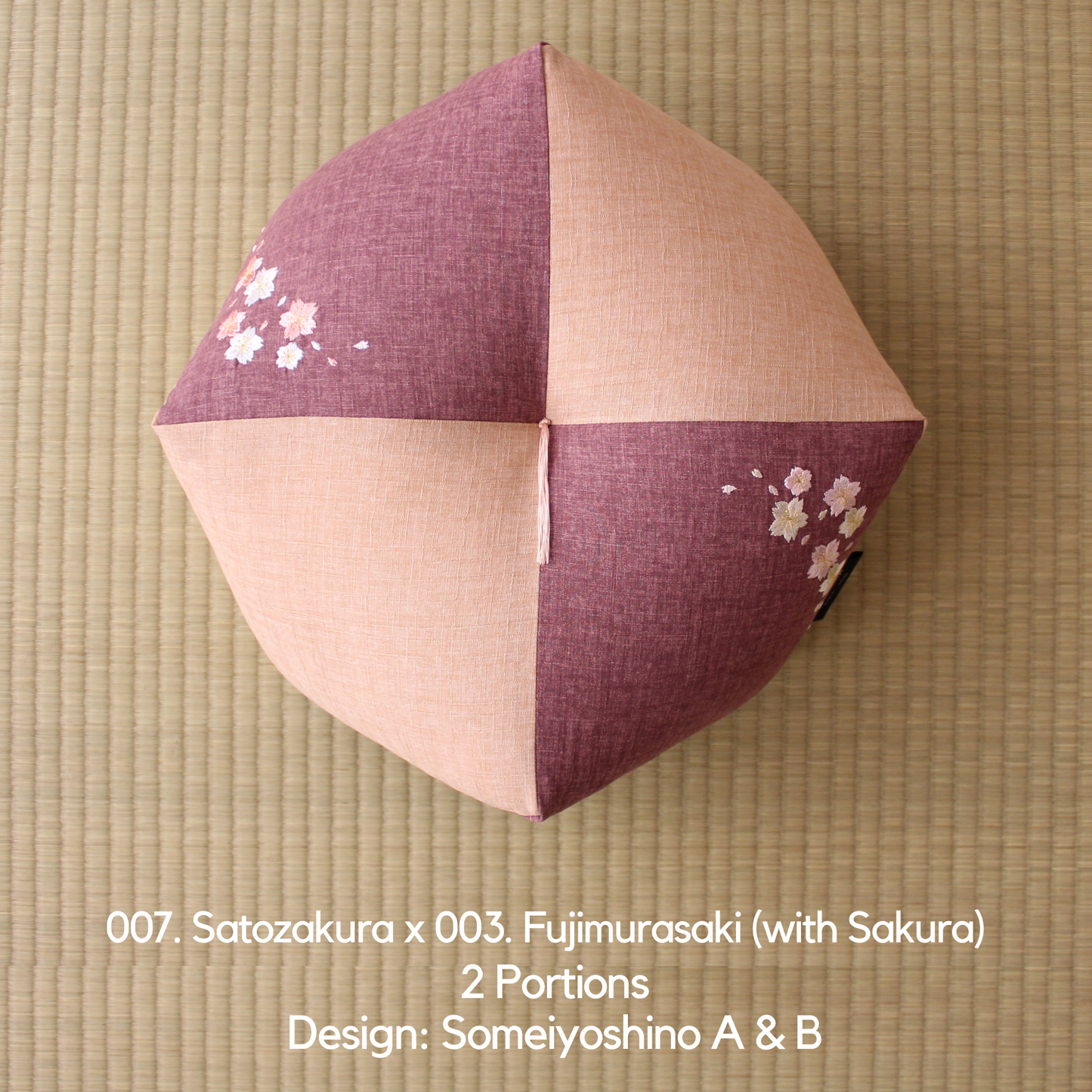 Ojami Cushion | Sakura Embroidery - Takaokaya,  zabuton, futon, cushion, made in Kyoto