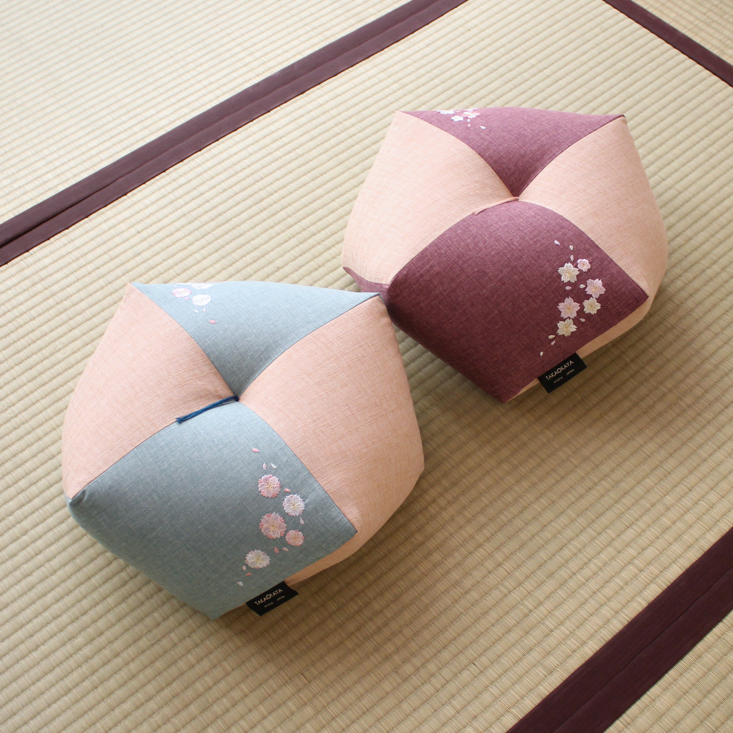 Ojami Cushion | Sakura Embroidery - Takaokaya,  zabuton, futon, cushion, made in Kyoto