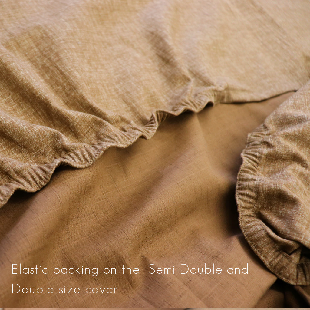 The Shiki Futon Mattress Cover is designed with pockets on the top and bottom of the sheet allows the Shiki Futon to be slipped in and out easily without much hassle, Each corner has a small opening to provide easy access for the Shiki Futon to be fitted perfectly with the cover. It's entirely machine washable allowing for an easy cleaning process.