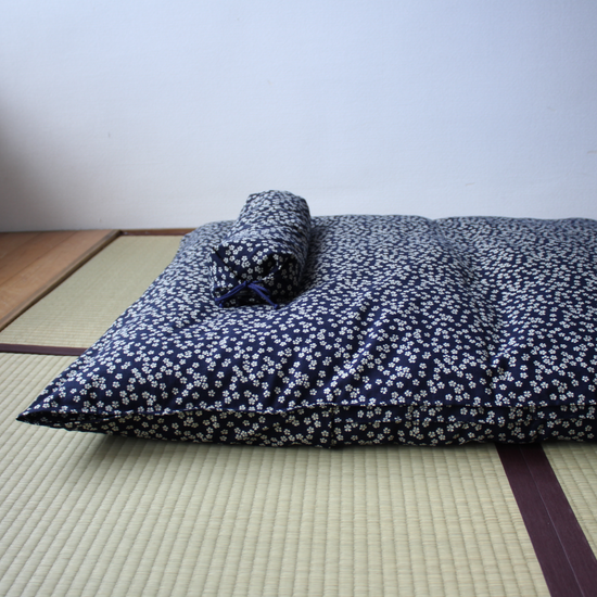 Kyoto Basic Sleep Set - Aizome-Fu - Takaokaya,  zabuton, futon, cushion, made in Kyoto