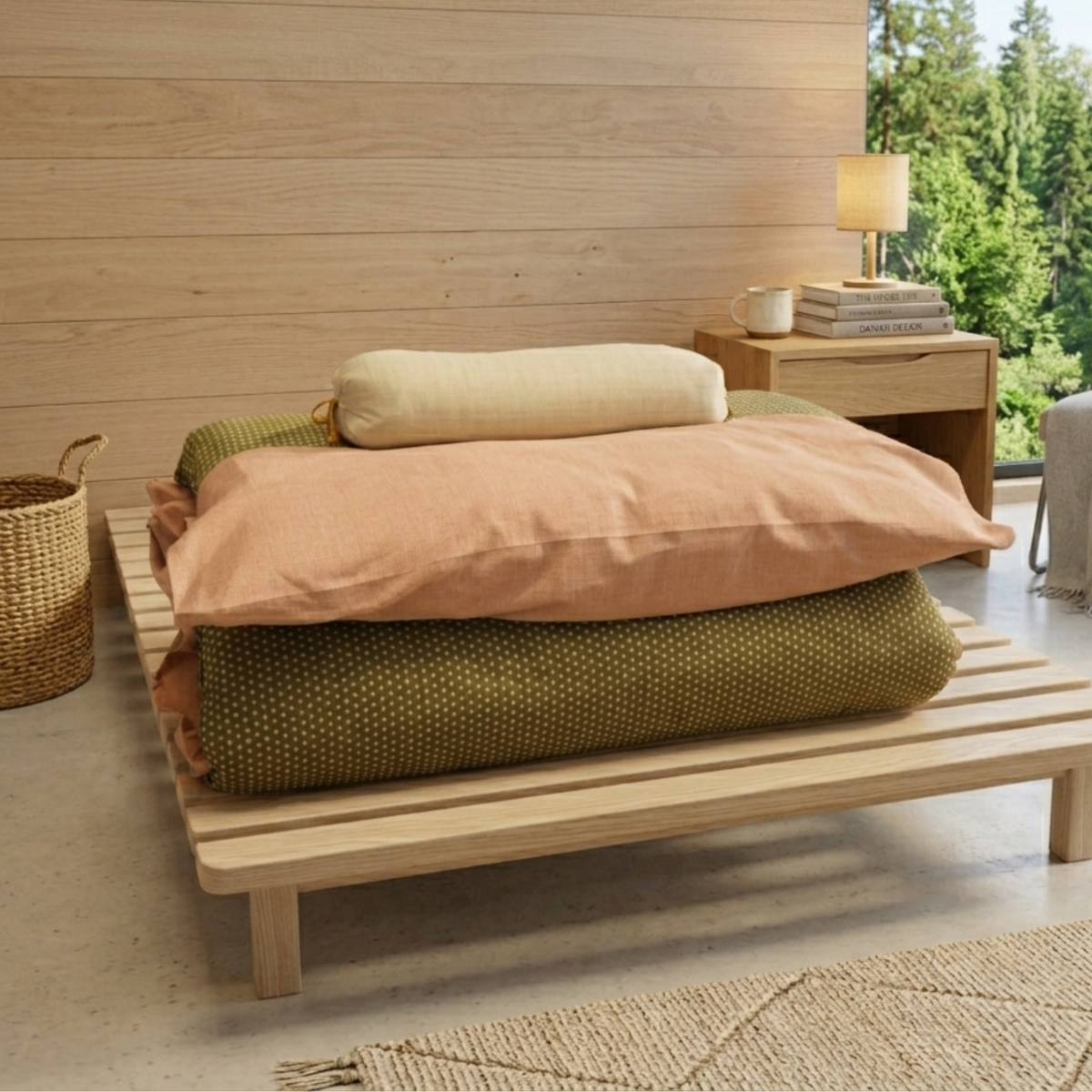 Fabric: Arare Green (Futon), Satozakura (Cover), Torinoko (Pillow)