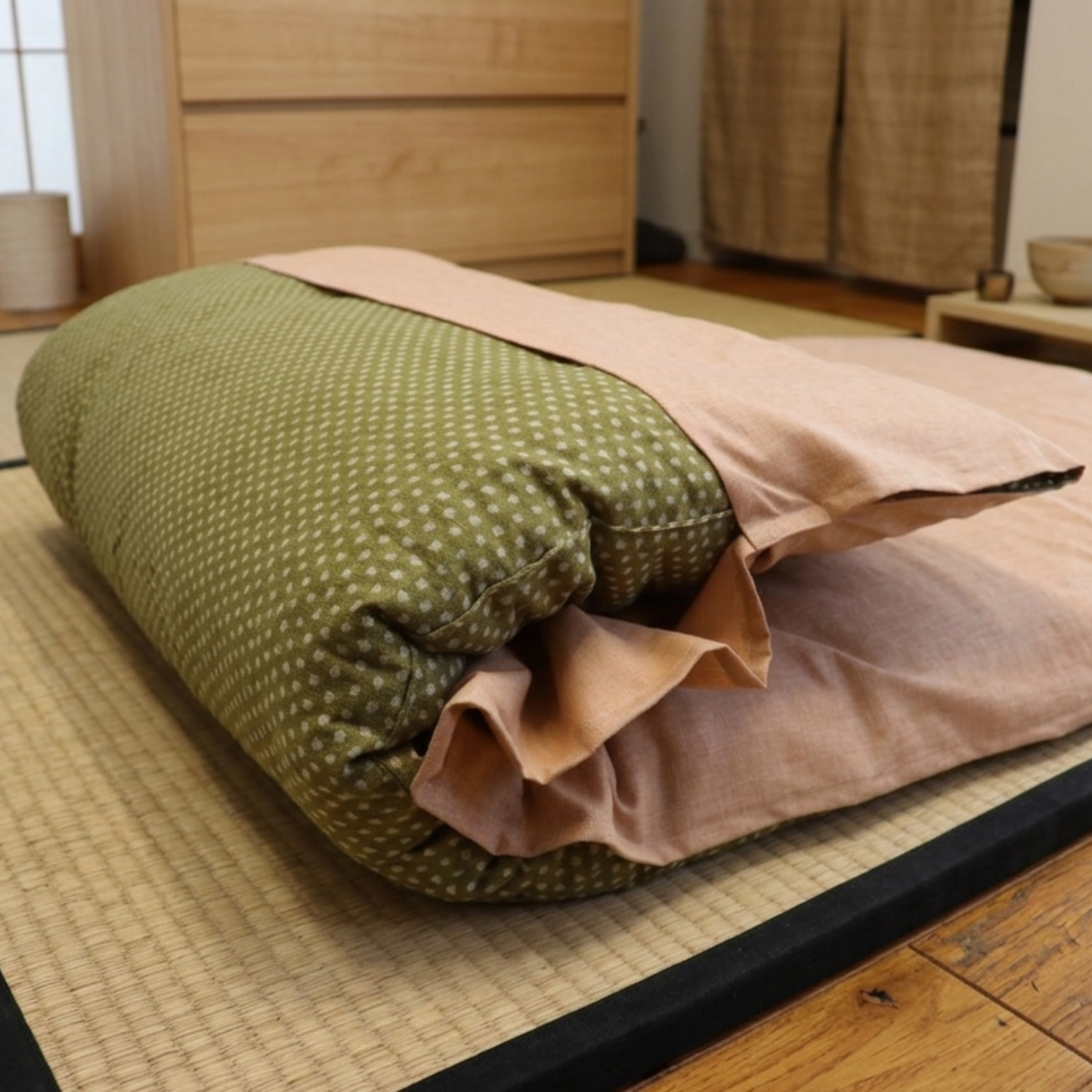 Fabric: Arare Green (Futon), Satozakura (Cover)